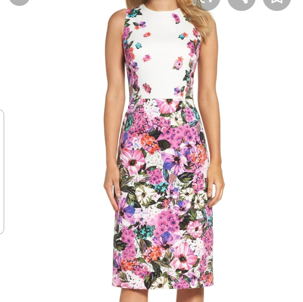 Maggy London Floral Midi Dress Sz 8